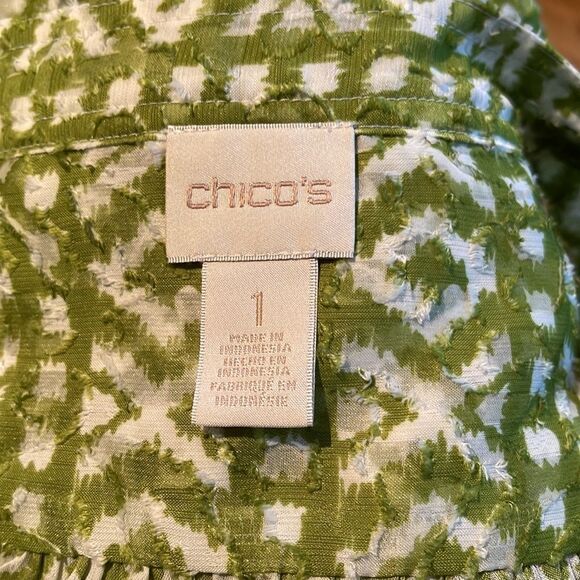 Chico’s graphic ikat eyelash boho style semi-sheer top. Size 1 (medium-8). New. - Picture 7 of 7